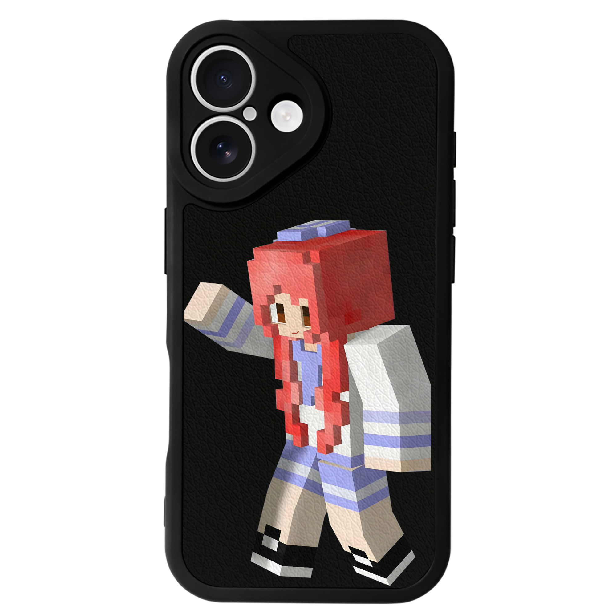 （画像用） マインクラフト ブロックの世界 Minecraft MC Block world 【iPhone 16シリーズ対応】シリコンスマホケース（レザー調） 材質：シリコン